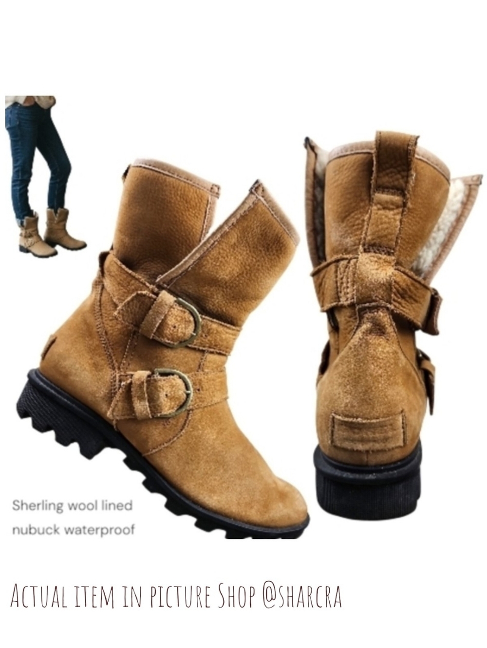 Sorel Phoenix Moto Cozy Shearling Boots Waterproof Leather NL3411-224 Women 9.5